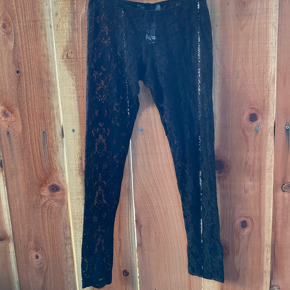 Mango collection floral sheer lace ankle crop leggings
